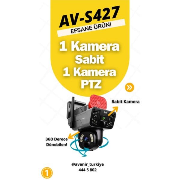 Avenir AV-S427H 6MP 2 Kameralı Solar PTZ 4G Sim Kartlı 256 GB SD Kart Desteği IP PTZ Kamera HiEasy Uygulama - Görsel 6