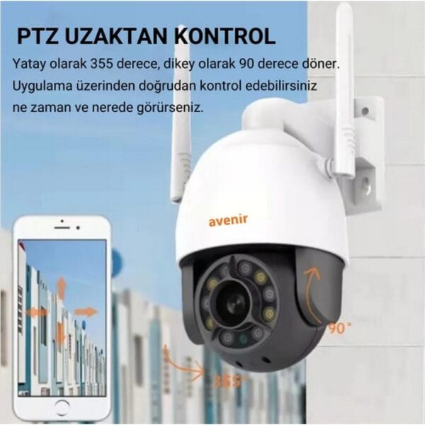 Avenir AV-S300 3MP Onvifli Su geçirmez Çift Yönlü Ses Ptz Wifi Kamera - Görsel 6