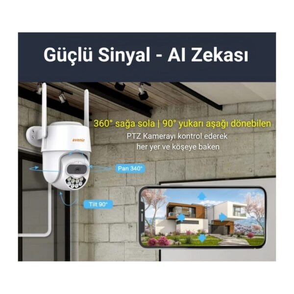 Avenir AV-S305 2MP WiFi Speed Dome IP66 IP Kamera PTZ Pan/Tilt ICSEE Uygulama - Görsel 11