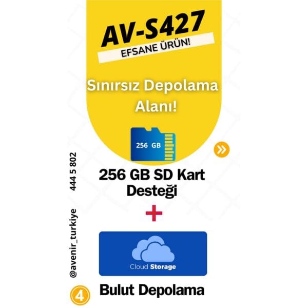 Avenir AV-S427H 6MP 2 Kameralı Solar PTZ 4G Sim Kartlı 256 GB SD Kart Desteği IP PTZ Kamera HiEasy Uygulama - Görsel 2