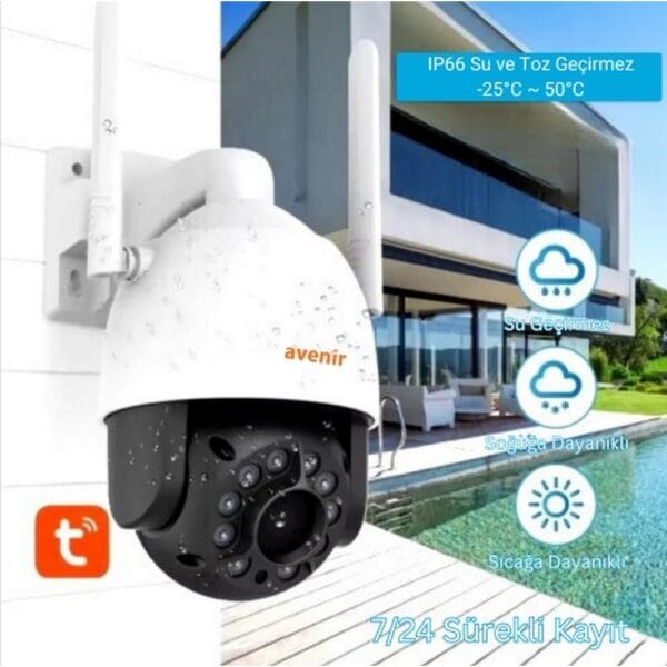 Avenir AV-S300 3MP Onvifli Su geçirmez Çift Yönlü Ses Ptz Wifi Kamera - Görsel 2