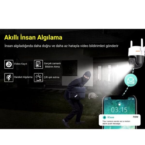 Avenir AV-S305 2MP WiFi Speed Dome IP66 IP Kamera PTZ Pan/Tilt ICSEE Uygulama - Görsel 3