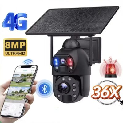 Avenir AV-S436X 6MP 36X Zoom Alarm Işıklı 2 Kameralı Solar PTZ 4G Sim Kartlı Kamera