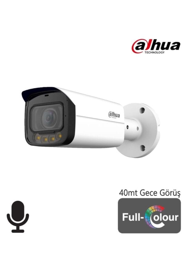 Dahua HAC-HFW1209TLMP-A-LED-0360B 2MP 1080P HDCVI FULL COLOR 4IN1 BULLET KAMERA (40MT IR)(DAHİLİ SES)