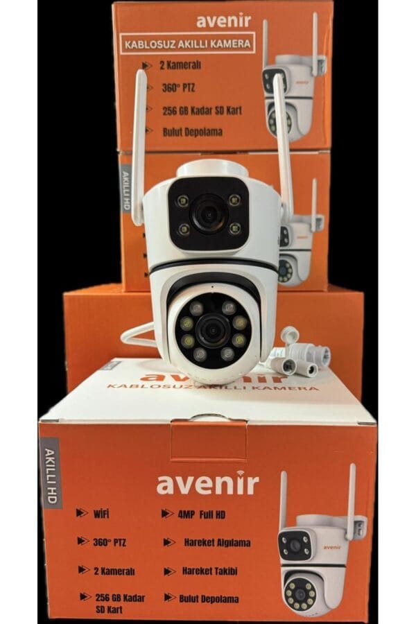 Avenir AV-S301 Kablosuz Akıllı Kamera WİFİ 4MP FULL HD Hareket Algılama ve Takibi 256GB SD Kart