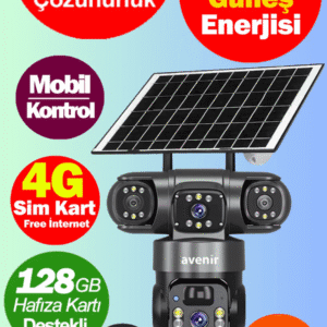 AVENİR AV-S421 4MP 2 Kameralı Solar PTZ 4G Sim Kartlı Kamera