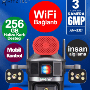 Avenir AV-S311 WİFİ'Lİ SİRENLİ 6MP 3 KAMERALI AKILLI PTZ KAMERA