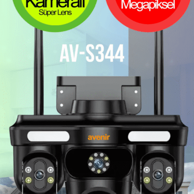 Avenir AV-S344 4 Kameralı 16MP PTZ Güvenlik Sistemi | Gece Renkli Görüş + WiFi + İnsan Takibi