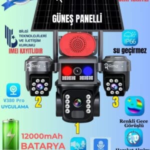 Avenir YENİ AV-S963 3 Kameralı 6MP Güvenlik Kamerası – Çift Yönlü Ses, Polis Çakarlı, Kişi Algılama